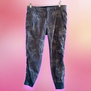 Women's‎ Prana Gray Camo Patterned Joggers Cargo Pockets Tapered Size 10